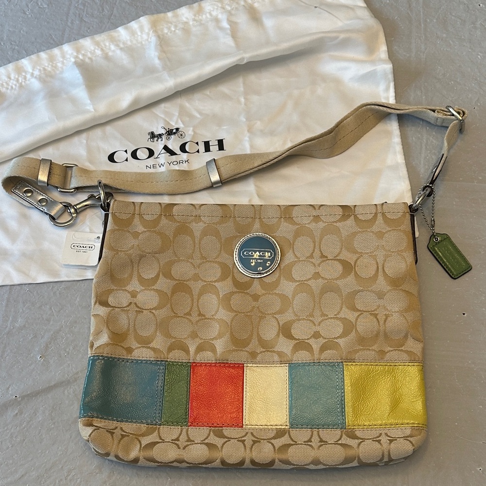 Coach F17441 Khaki/Multicolor Monogram Crossbody Bag